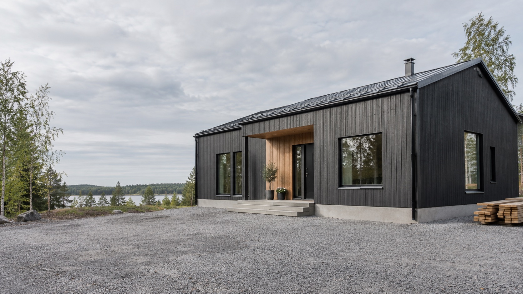 Pientalon rakennuskohde ja viimeisteltävä piha
